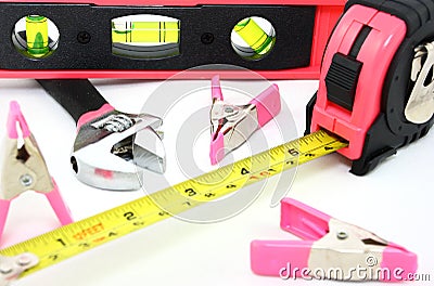 Pink and Black Tools Stock Photo