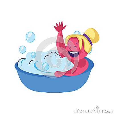 Pink blond lady having a bath vector illustration on a Vector Illustration