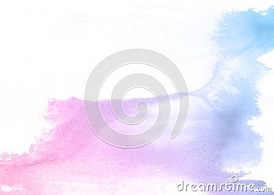 Pink and blue flower hand drawn watercolor background, raster illustration Stock Photo