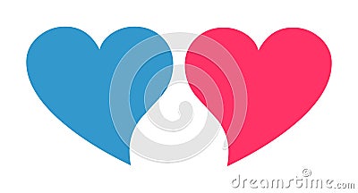 Pink and blue heart vector.Gender heart icon. Vector Illustration