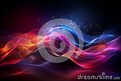 Pink and blue neon wave lines on abstract backgrounddata transfer conceptdigital wallpaper Stock Photo