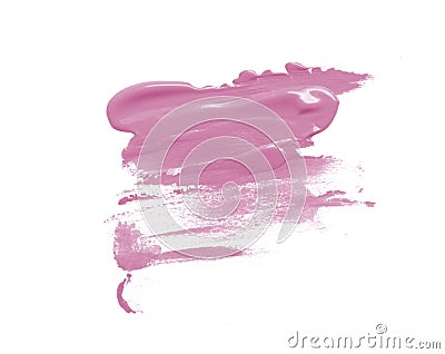 Pink blue paint brush spots on white Stock Photo