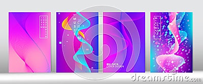 Pink Blue Purple Digital Vector Cover Template. Funky Computing Music Magazine Minimal Vector Illustration