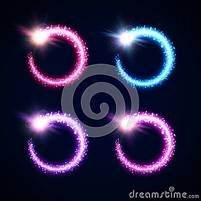 Pink blue purple violet light glowing frames. Vector Illustration