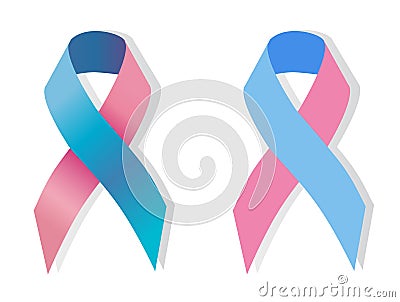 Pink and blue ribbon awereness Vector Illustration