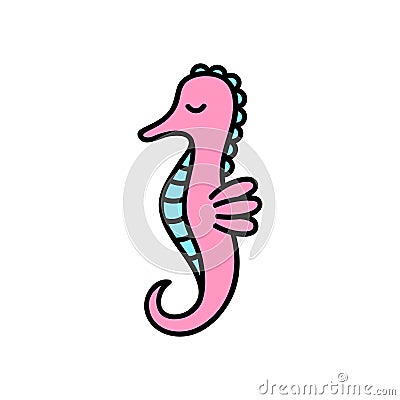 Pink and blue seahorse vector illustration Vector Illustration