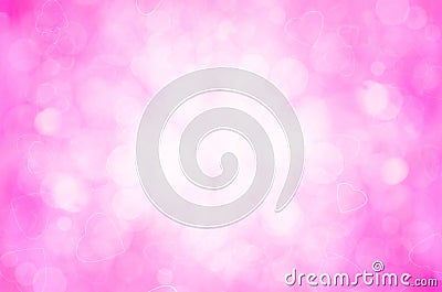 Pink bokeh and heart abstract background. Stock Photo