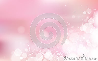 Pink Bokeh pastel romantic, celebration festival with stars scatter light shining concept, confetti falling, snow and dust, Vector Illustration