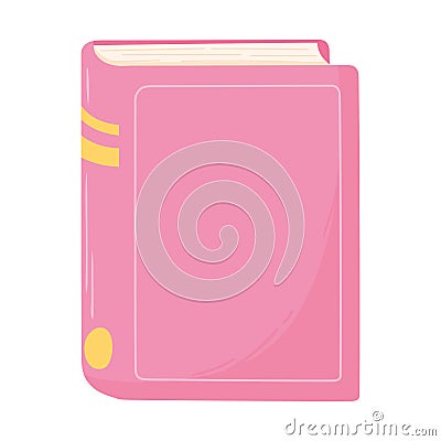 Pink book hardcover publication education icon white background Vector Illustration