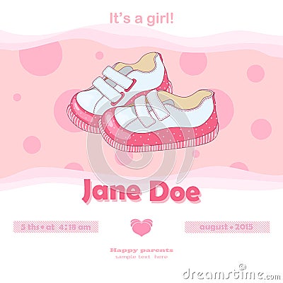 Pink bootees Vector Illustration