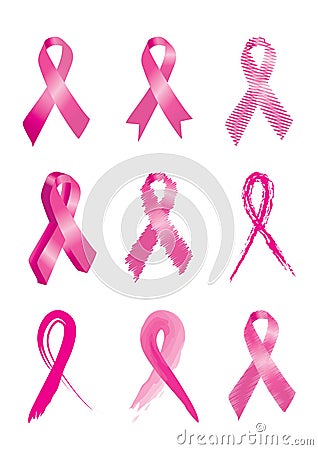 Pink breast cancer awareness ribbons Stock Photo