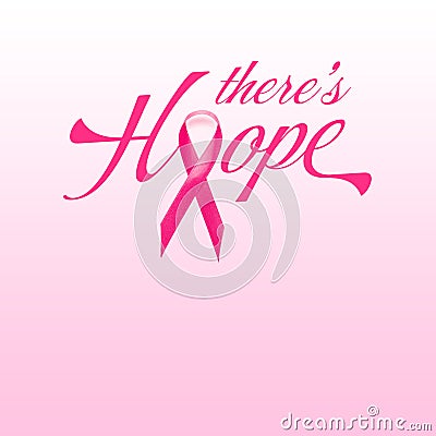 Pink Breast Cancer Ribbon with word Hope Stock Photo