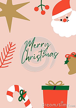 Pink Bright Playful Merry Christmas Poster Ready To Print Stock Photo