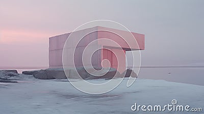 Minimalist Brutalist Architecture With Soft Colored Installations In Vatnajokull Stock Photo