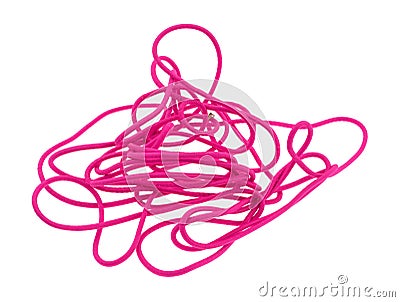 Pink bungee cord isolated on a white background Stock Photo