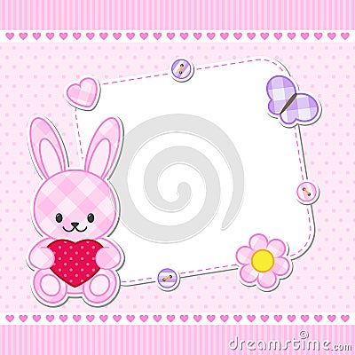 Pink bunny card Vector Illustration