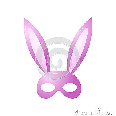 Pink bunny mask for role games isolated on white background Vector Illustration