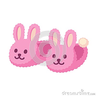 Pink bunny slippers Vector Illustration