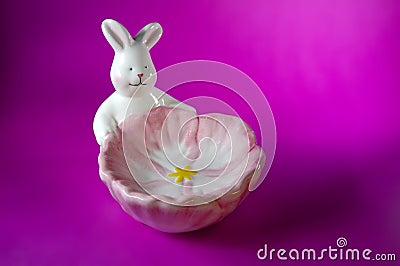 Pink Bunny Soap Dish w/Paths Stock Photo