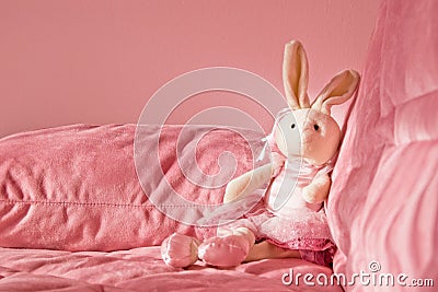 Pink bunny toy Stock Photo