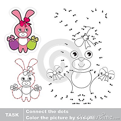 Pink Bunny. Vector numbers game. Vector Illustration