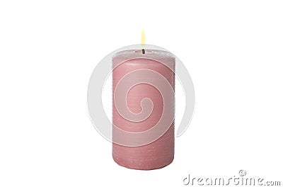Pink burning candle isolated on background Stock Photo