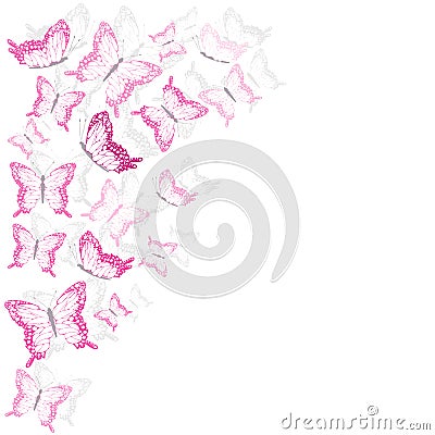 Pink butterflies background Vector Illustration