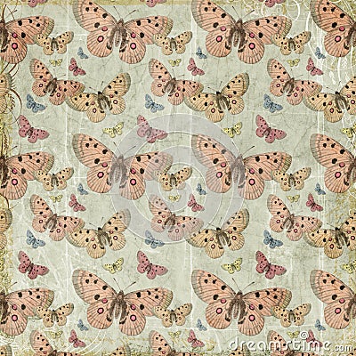 Pink butterflies repeat pattern background Stock Photo