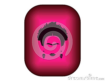 Pink button Frida Kahlo isolated Vector Illustration