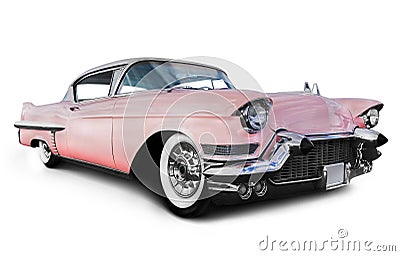 Pink cadillac car Stock Photo