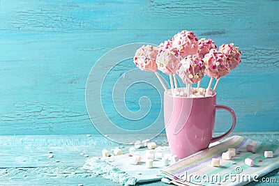 Pink cake pops Stock Photo