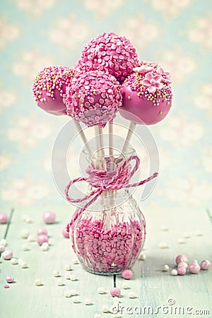 Pink cake pops Stock Photo