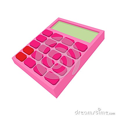 Pink calculator icon, cartoon style Vector Illustration