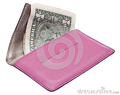 Pink Calculator with Money Filled Wallet Stock Photo