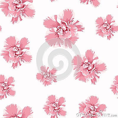 Pink camelia peony flowers seamless pattern. Vector Illustration