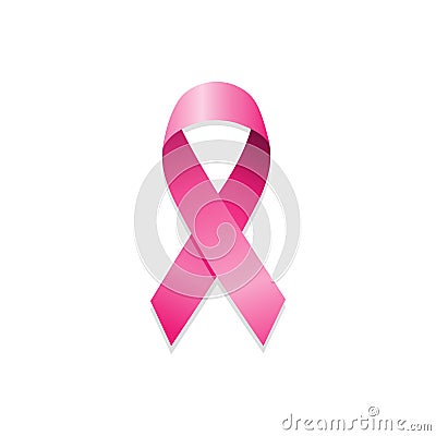 Pink cancer ribbon. International cancer awareness day Cartoon Illustration