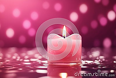 Pink candle on water Stock Photo