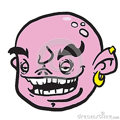 Pink cartoon face Vector Illustration