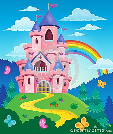 Pink castle theme image 3 Vector Illustration