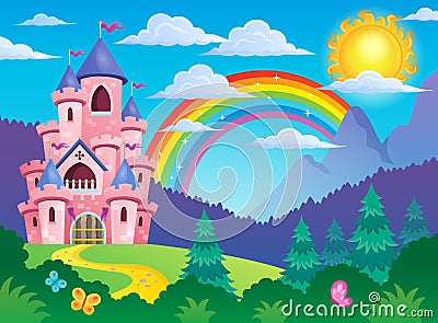 Pink castle theme image 4 Vector Illustration