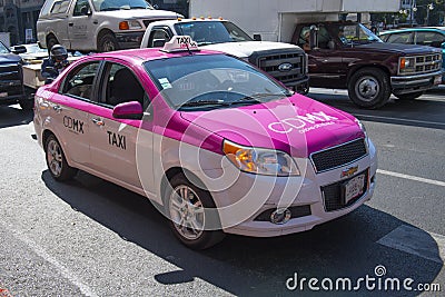 Pink CDMX taxi at Mexico City, Mexico Editorial Stock Photo