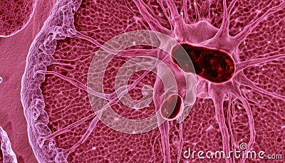 A pink cell with red spots in it Stock Photo