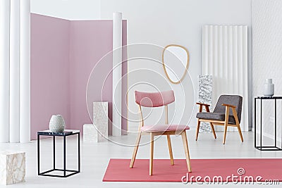 Pink chair in luxurious interior Stock Photo