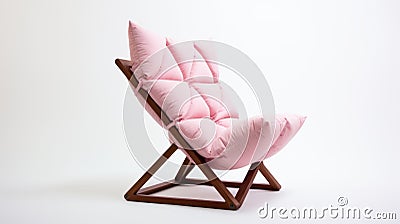 Pink Pillow Folding Chair With Mote Kei Style And Aggressive Quilting Stock Photo