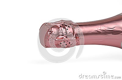 Pink champagne bottleneck isolated Stock Photo