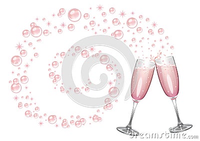 Pink Champagne, Bubbles and Sparkles Stock Photo