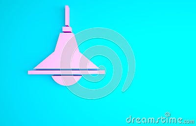Pink Chandelier icon isolated on blue background. Minimalism concept. 3d illustration 3D render Cartoon Illustration