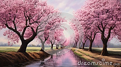 A Pink Cherry blossom beauty of Spring Stock Photo