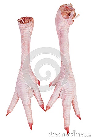 Pink chicken feet with claws Stock Photo