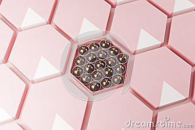 Pink chocolate box backdrop Stock Photo